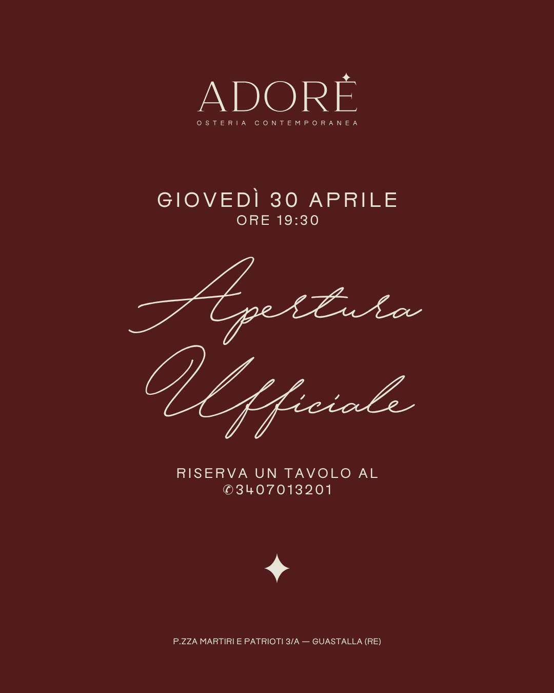 ADORÉ · Osteria Contemporanea apre a Guastalla (RE)